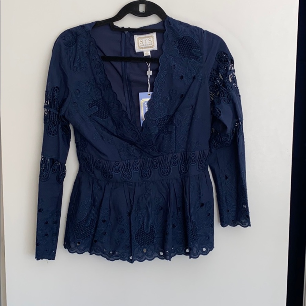 Long sleeve eyelet shirt